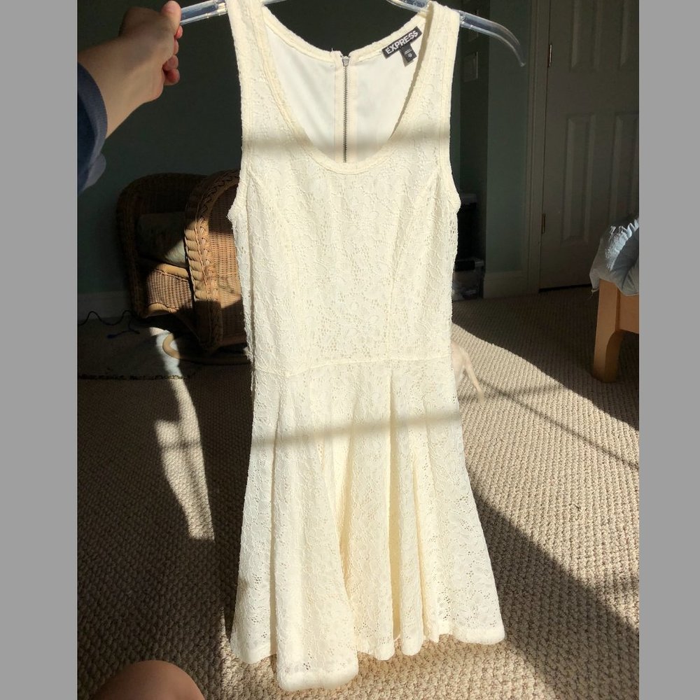 Express Fit & Flare Floral White Dress
